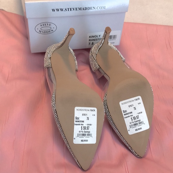🆕Steve Madden NIB! Shiny & New! Rhinestone! 3 1/2” heel! New! never worn! 7 1/2 - Picture 5 of 6